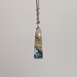 Tombolo small beach sand and resin necklace side view